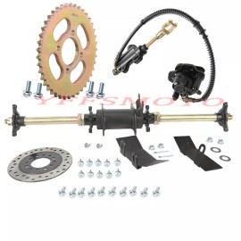 Unbranded 28''inch Rear Shaft Axle Kits 3 Studs Foot or Hand Brake for Trike Drift Go Kart - Axle Kit+428 Sprocket+Foot Brake