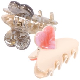 OHPHCALL 2pcs Heart Claw Clips for Women Durable Hair Jaw Clips for Thick and Thin Hair Stylish Accessories for Parties and Everyday Use Marble Gray