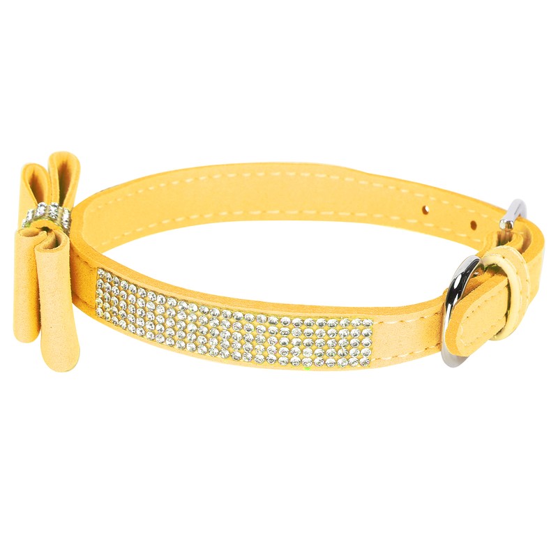 Adjustable Microfiber Double Bowknot Crystal Sparkle Rhinestone Cat Collar Pet