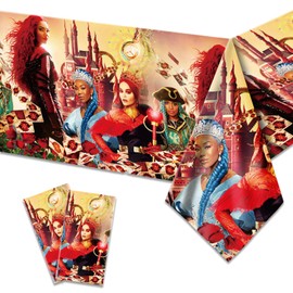 2Pcs Descendant Tablecloth Disposable Tablecover Birthday Party Supplies and Decorations