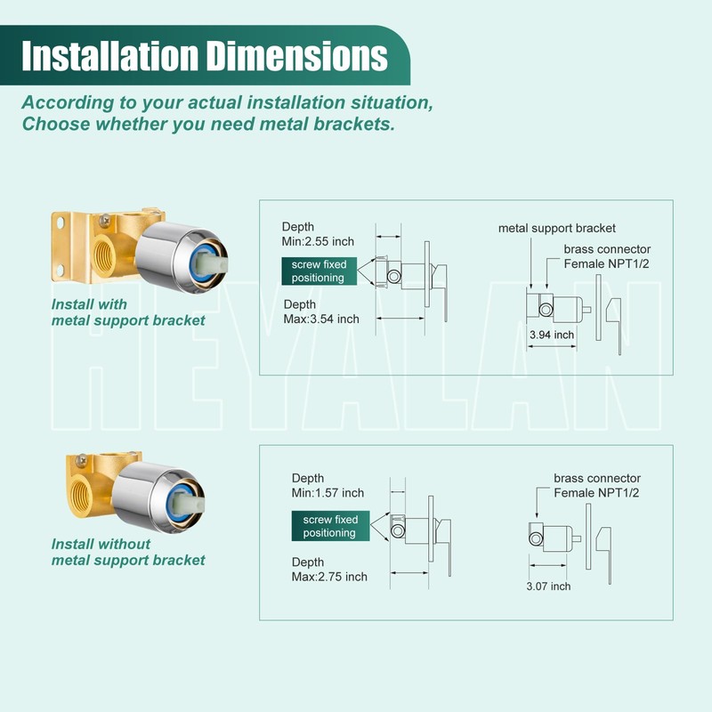 Heyalan Bathroom Shower Valve Mixer Single-Function Single Handle Shower Handle
