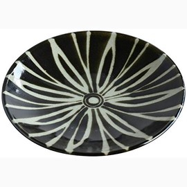 Mashiko Pottery "Persian Crest" Plate Plate 157 Black PS2-5