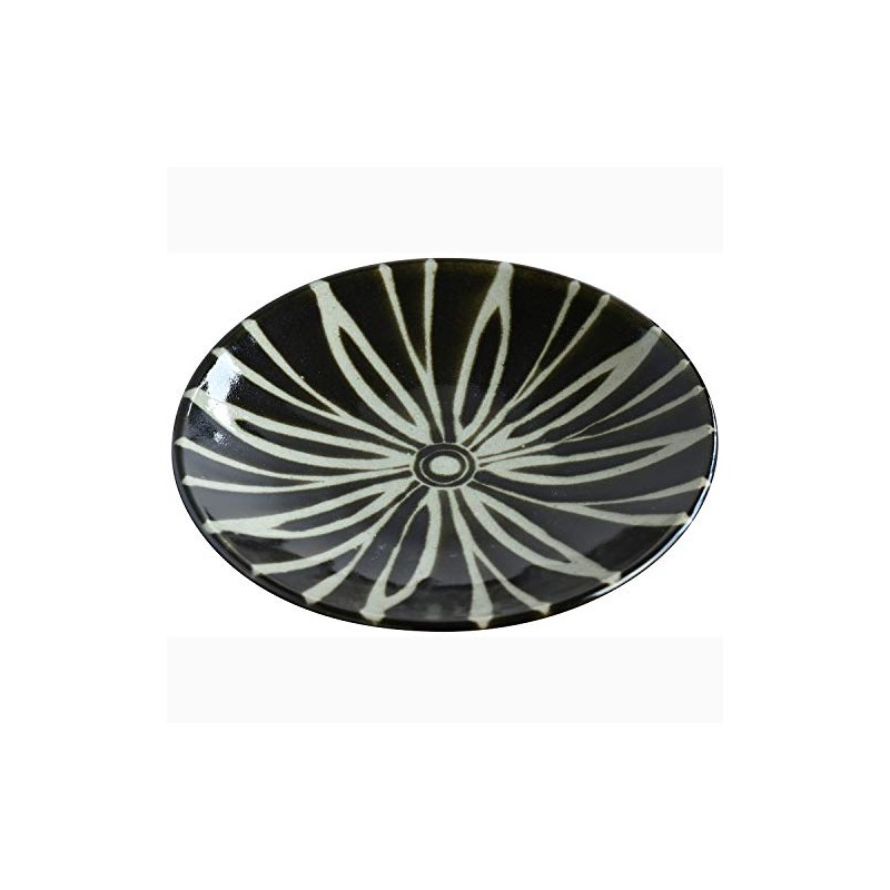 Mashiko Pottery "Persian Crest" Plate Plate 157 Black PS2-5