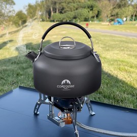 AYMQC Camping Kettle 0.8 L Ultralight Aluminium Tea Kettle Portable Kettle Coffee Pot Cooking Kettle with Carry Bag for Outdoor Picnic Hiking (Grey)