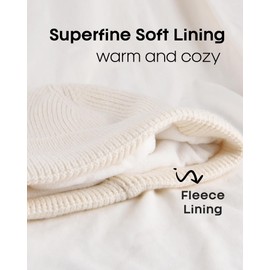 FURTALK Winter Knit Beanie Hat Sacrf Touch Screen Gloves Set Soft Fleece Lining Warm Beanie Unisex Winter Set White