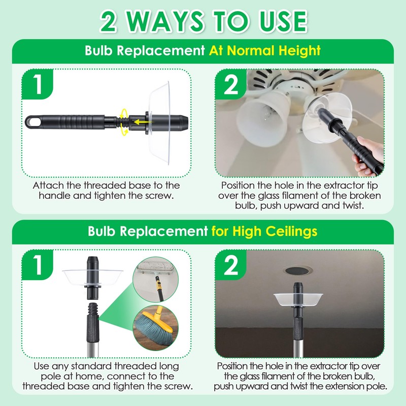 Saillong Broken Bulb Extractor, Light Bulb Changer for Standard Incandescent