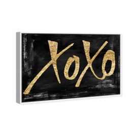 Typography and Quotes Wall Art Framed Canvas Prints 'Black and Gold XOXO' Quotes and Sayings