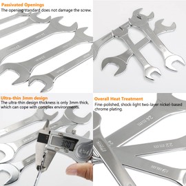 Aoktorkit 2 Pcs Double Open End Spanner,14mm x 15mm Chrome Vanadium Steel Wrench Super-Thin Open Ended Wrench Flat Spanner for Narrow Space,DIY,Pipeline,Repair Bicycle Repair and Home Maintance