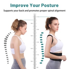 JOLAYSO Posture Corrector for Women and Men, Adjustable Back Brace, Support for Spine, Back, Neck, and Shoulders, Improves Posture and Relieves Pain (Large)