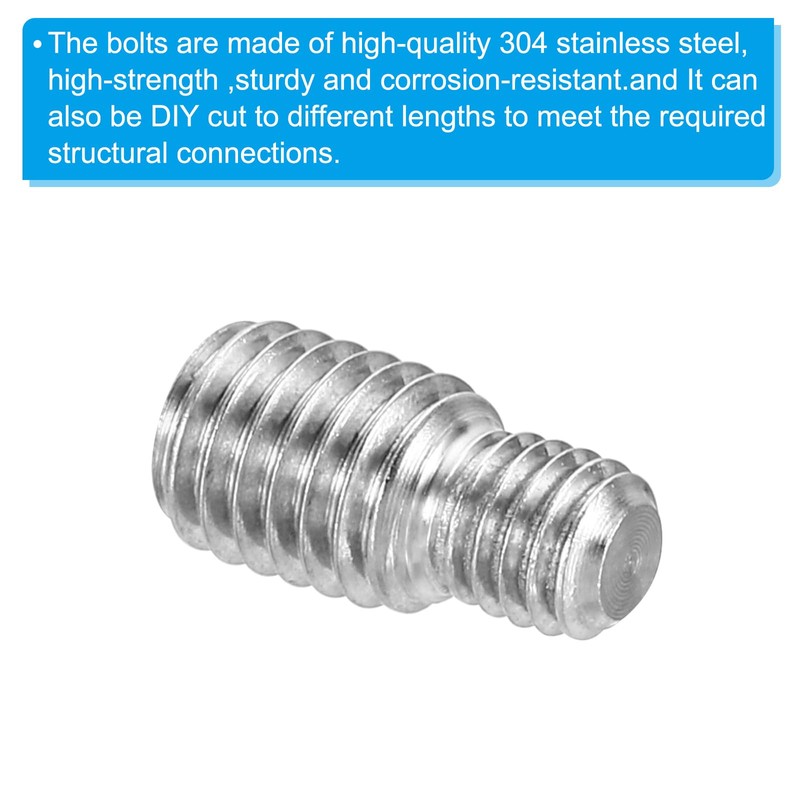 PATIKIL 5 Pack M6*M8*16 Ends Thread Stud Bolts 304 Stainless