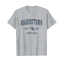 Hagerstown Maryland MD Vintage Sports Design Navy Print T-Shirt