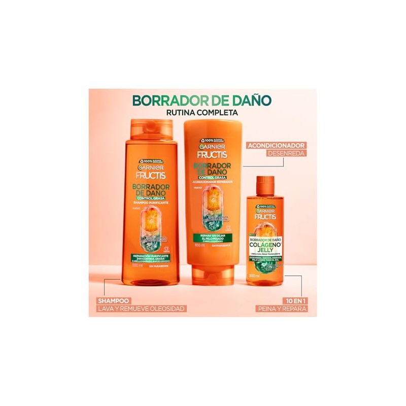 Garnier Fructis Borrador de Daño Control Grasa Shampoo 650ml