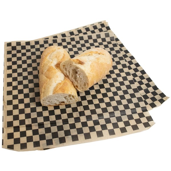 MADE IN USA 500 Sheets of Food Grade Grease Resistant Kraft Deli Tissue Paper, 12" X 12", Black Checkerboard (Unwaxed, Biodegradable and Compostable)
