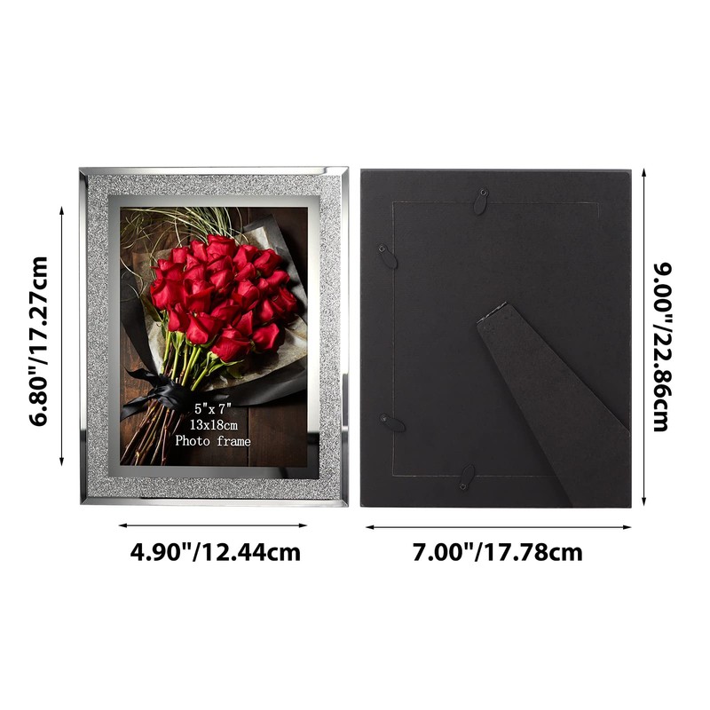 Calenzana 4 Pack 5x7 Sparkle Glass Picture Frame, Glitter Edge