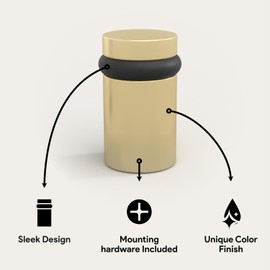 MEGA HANDLES Floor Door Stopper - Gold Door Stopper Quickly Installed Wall Protector, Wall Protectors from Door Knobs, Door Stop Floor Mount with mounting Hardware Included - Satin Brass - 2 Inch