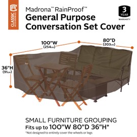 Classic Accessories Madrona Rainproof 100 x 80 x 36 Inch General Purpose Patio Cover, Dark Cocoa