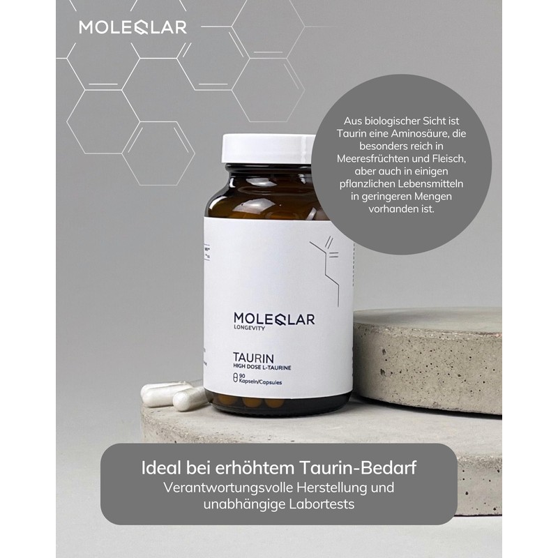 MoleQlar Taurine Capsules 90 Pieces - 3000 mg High Purity