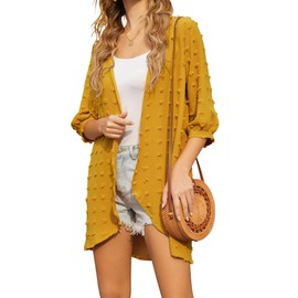 HOTOUCH Chiffon Women's Cardigan Kimono Bikini Cover Up Beachwear Light Cardigan Summer Swimwear Yellow XL