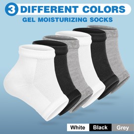 TEAWOO TEAWOO 6 Pairs Moisturizing Heel Socks for Cracked Heel Treatment, Foot Care Toeless Socks to Soften and Hydrate Dry Cracked Feet Heels, Cracked Heel Repair Socks, Gel Socks for Dry Cracked Feet