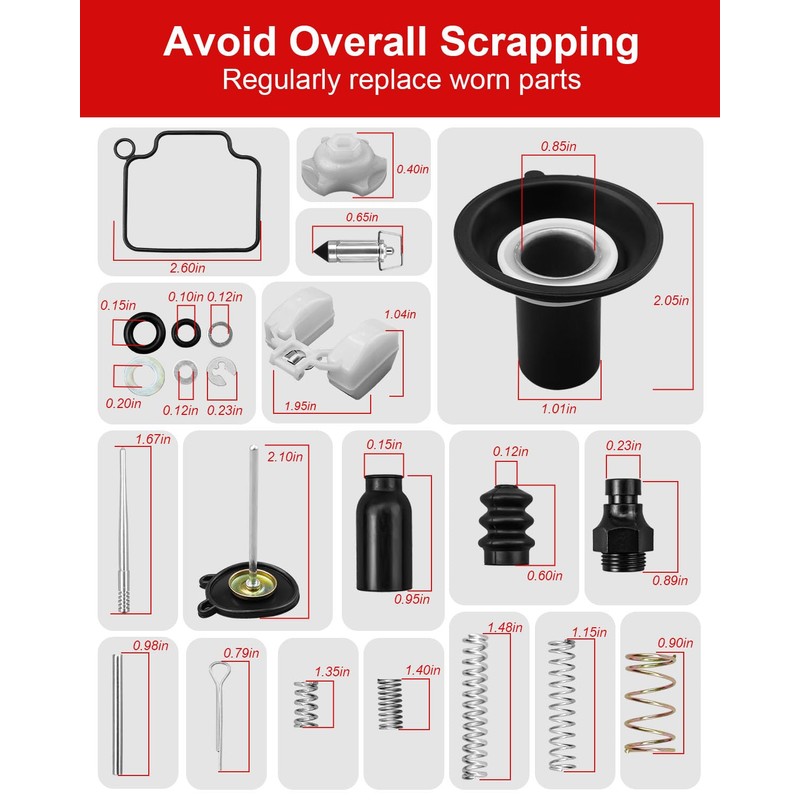 Carburetor Rebuild Repair Kits, Single Carburetor Version with Plunger Assembly