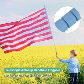 M METERXITY 6.56Ft/2M Telescopic Handheld Flagpoles, Telescopic Flag Pole with Clips Portable Stainless Steel Flag Pole for Truck/Outside/Tour/Guide/House/Festival[Blue]
