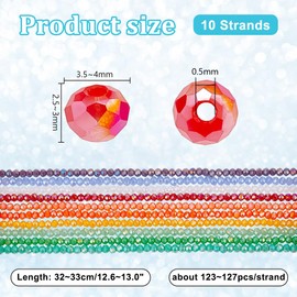 Pandahall 10 Strands Electroplated Glass Drops Faceted Beads Rainbow Plated Beads for Jewellery Making (150pcs/strand, Mixed Colour)