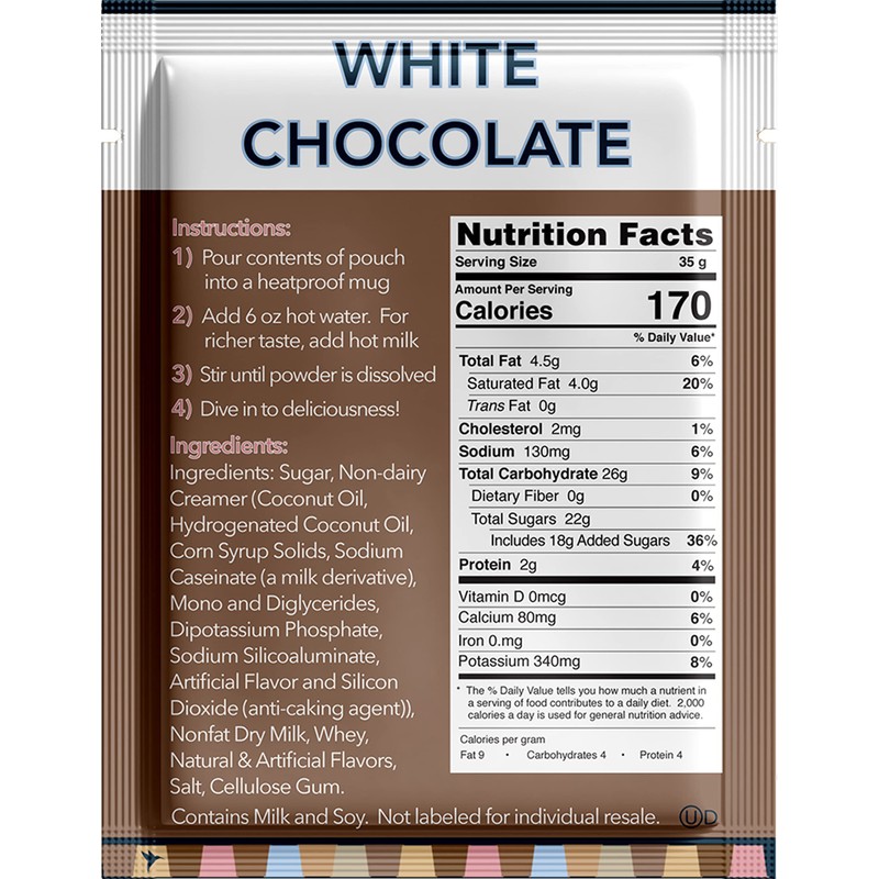 Double Donut White Hot Chocolate Mix Packets, Flavored White Hot