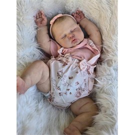 Zero Pam Real Life 24 inch 60 cm Reborn Baby Dolls Girl,Big Size Chubby Newborn Silicone Vinyl Baby Doll Soft Cloth Body,Lifelike Closed Eyes Painted Hair Toddler Doll for Kids and Collectors