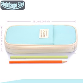 Vocuer Large Capacity Big Special Cute Aesthetic Preppy Canvas Pencil Case Organizer Holder Pouch Bag with Zipper Compartments, Pen Cases for Women Girls School Adults (Sky Blue)