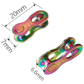 Hyamass 4 Pairs Bicycle Missing Link 9 Speed Chain Reusable Steel Bike Chain Link(Rainbow)