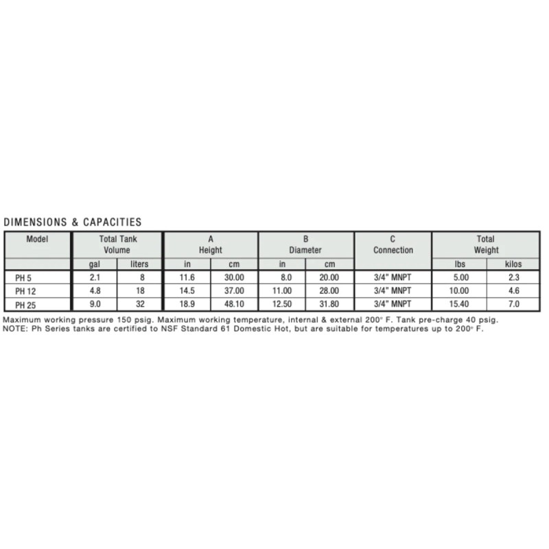Flexcon PH12 4.50 Gallon Expansion Tank (3/4 - MIP Connections)