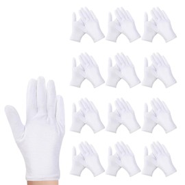 24 Pcs White Cotton Work Gloves, X-Large Thickened Soft White Gloves Coin Jewelry Silver Inspection Guard Gloves, Moisturising Dry Hand Cotton Gloves, Serving Gloves Stretchable Moisturizing Gloves
