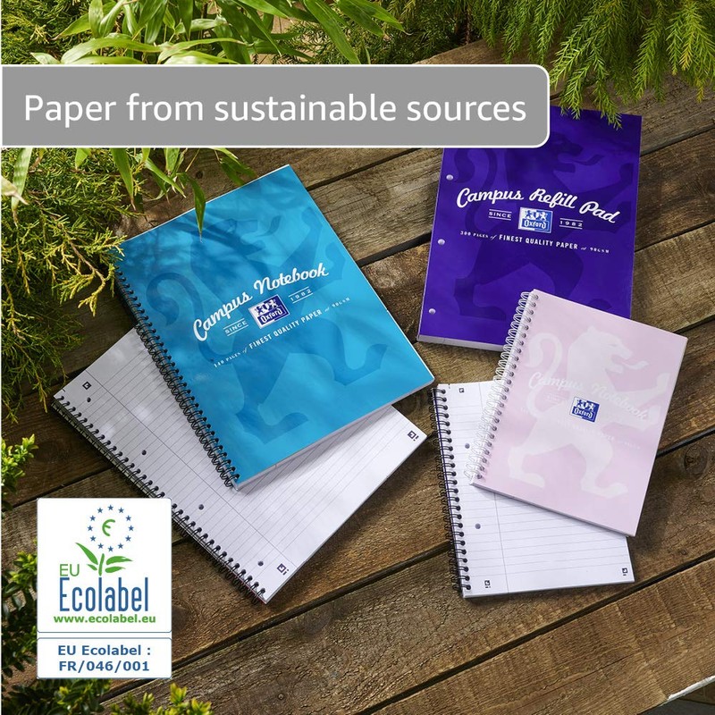 Oxford Campus, A5+ Card Cover, Pack of 3, Wirebound Notebook,