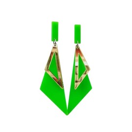 Long Acrylic Geometric Earrings Vintage Triangle Earrings Neon - B Green