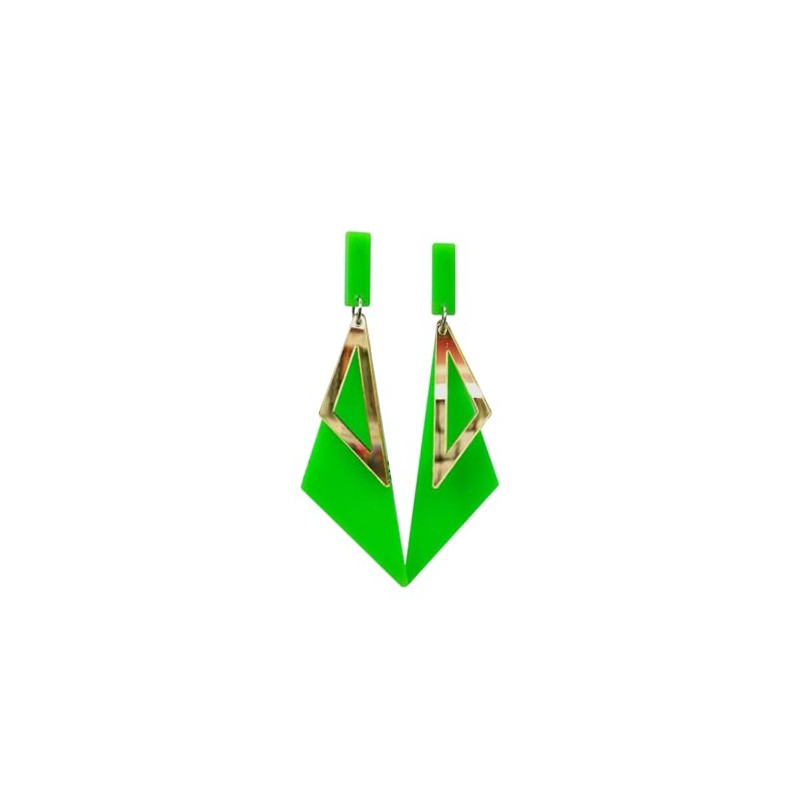 Long Acrylic Geometric Earrings Vintage Triangle Earrings Neon - B