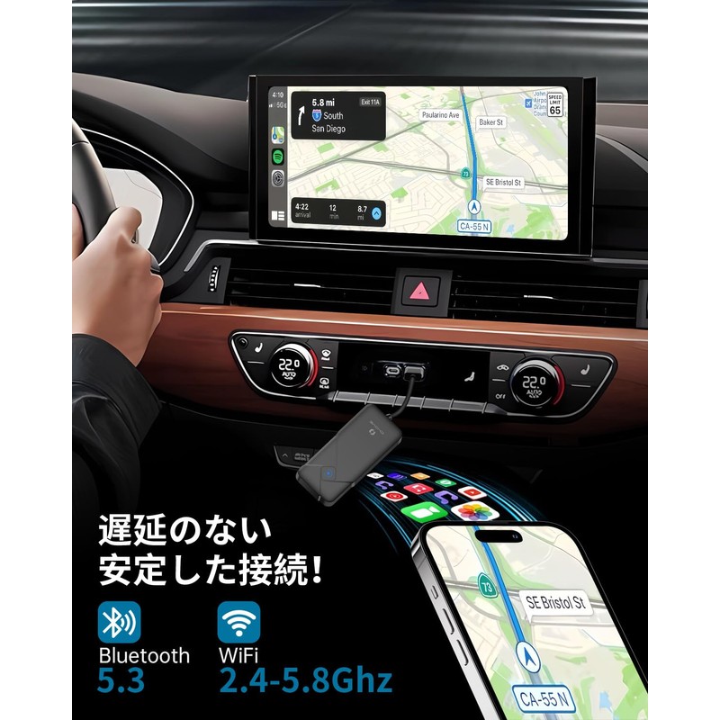 CHOVE 2024 Model CarPlay Wireless Adapter, Small, Lightweight, Wireless, Compatible