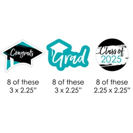 Big Dot of Happiness Teal 2024 Graduation Party - DIY Shaped Cut-Outs - 24 Count