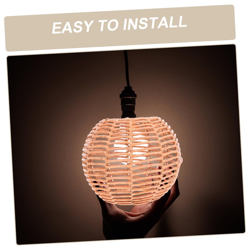 TEHAUX Artisan Crafted Retro Macrame Style Wicker Pendant Elegant Lampshade