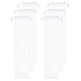 HARFINGTON 6pcs Umbrella Bags 22.8" x 5.1" Wet Umbrella Sleeve Cover Reusable Frosted Folding Umbrella Storage Bag with Drawstring for Folding Travel Umbrellas, White