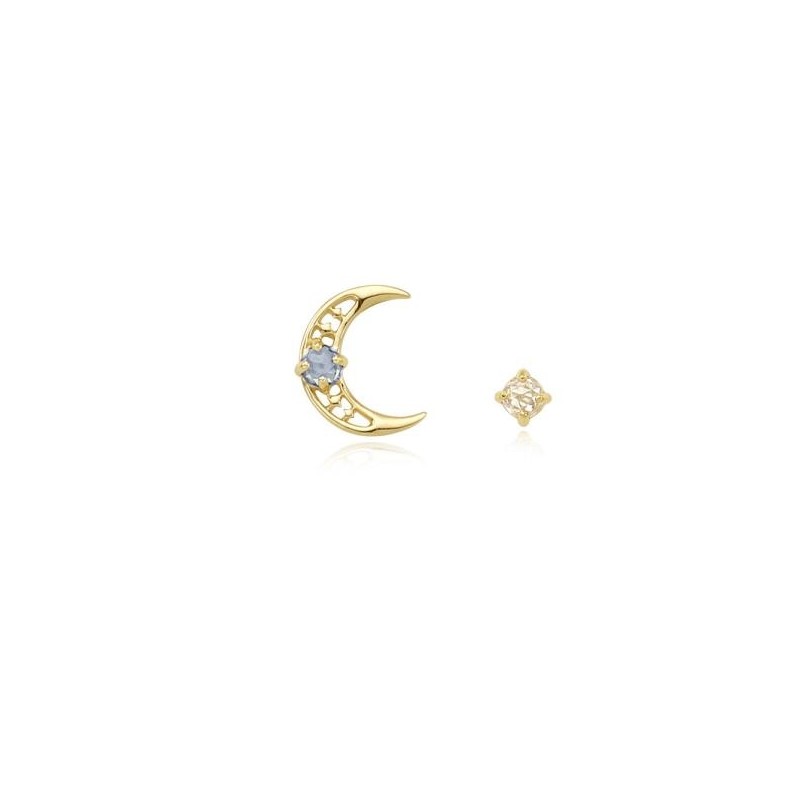 [Custom Made] Libra Dear Moon Sapphire Unbalanced Constellation Earrings OTE120619B
