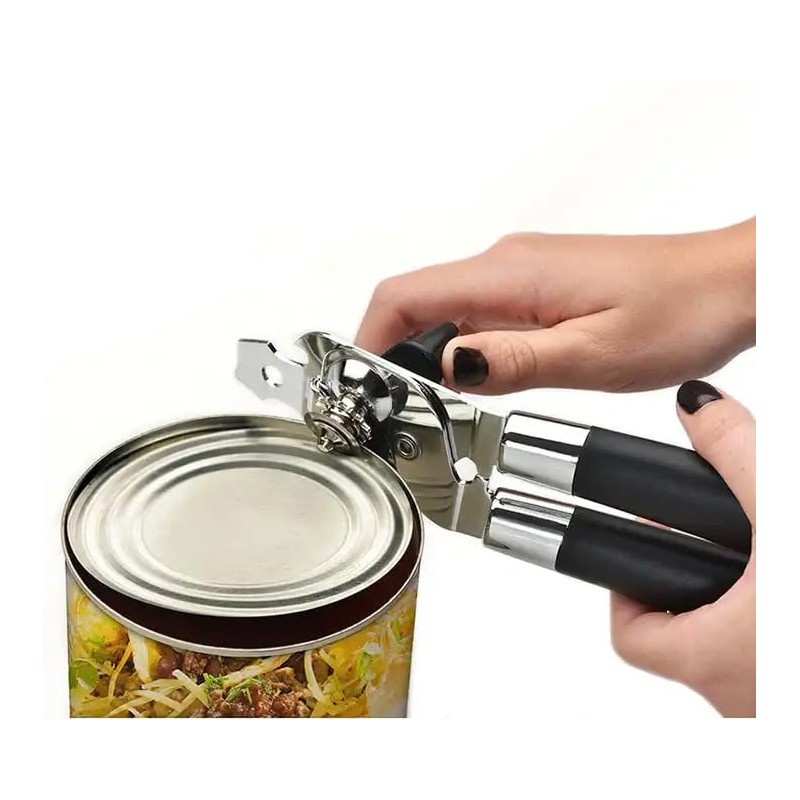 VIER - Manual can opener with double pliers, safe and