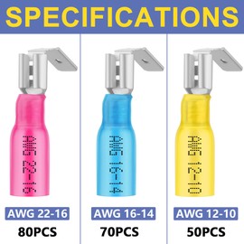 haisstronica 200PCS Heat Shrink Piggyback Spade Connectors, 22-10 AWG Piggyback Wire Connectors, Quick Disconnect Piggyback Terminals (3Colors/3Sizes)