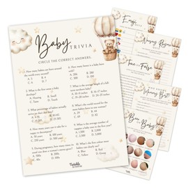 Twinkle & Twine Neutral Teddy Bear Baby Shower Games Bundle – 10 Pack