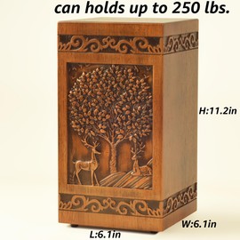 ZDYUEPING Wooden Cremation Urn for Human Ashes, Adult, Male/Female, Large, Design, Tree of Life 250 lbs Capacity