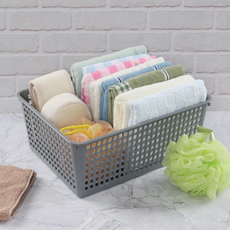 Yuright 3 Packs Plastic Storage Basket for Kitchen Sink, Grey