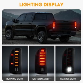 LED Tail Light Fit for Chevy Silverado 2500 HD 3500 HD 2014, for Chevy Silverado 1500 2500HD 3500HD 2007-2013, for GMC Sierra 3500 HD 2008-2014 ONLY Fit Dual Rear Wheel, Black Housing Smoke Lens