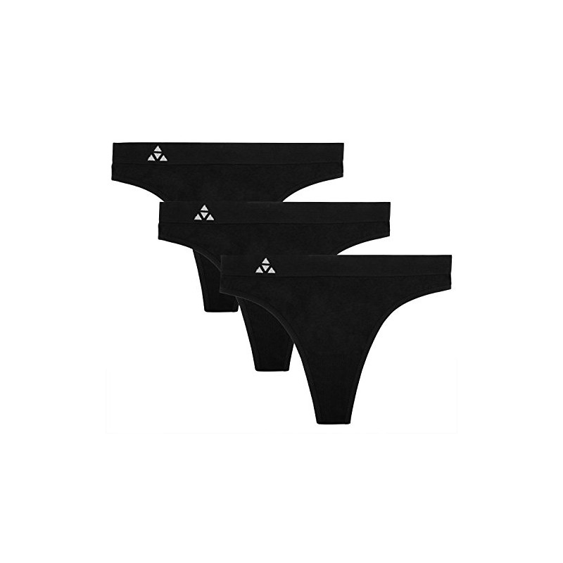 Balanced Tech Women's Seamless Thong Panties 3-Pack - Black -