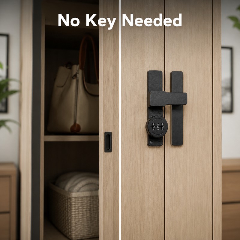 Combination Door Lock for Sliding Doors - 3-Digit Keyless Deadbolt