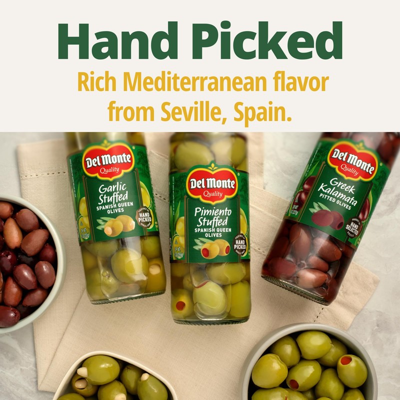 Del Monte Spanish Manzanilla Pitted Olives, 8 oz. Jar (Pack