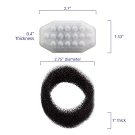 PET STANDARD Replacement Water Filter & 12 Pack Replacement Pre-Filter Sponges Compatible with Rellaty and Neareal 108oz/3.2L Automatic Pet Fountain, Pack of 12